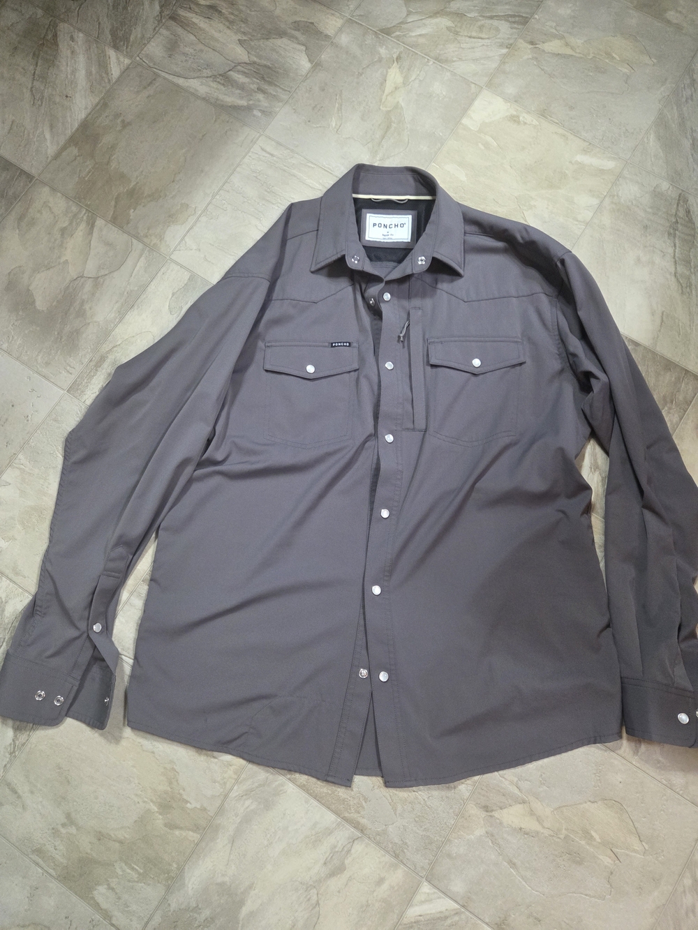 Poncho Men’s Casual Long-Sleeve Button-Down Shirt - Gray